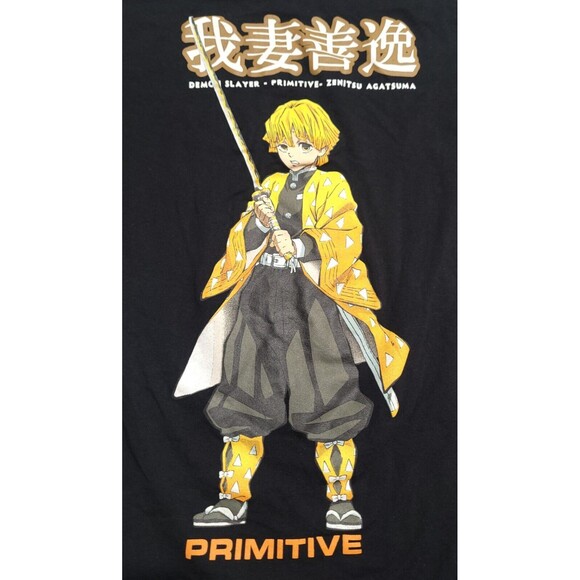 PRIMITIVE X Demon Slayer ZENITSU AGATSUMA Black Small Shirt Skateboard NWOT - Picture 8 of 9